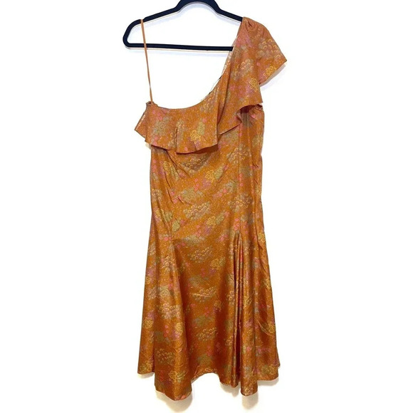 NWOT Rebecca Taylor Isabelle 100% Silk One-Shoulder Dress - Silk Habotai Ruffle - Picture 6 of 7